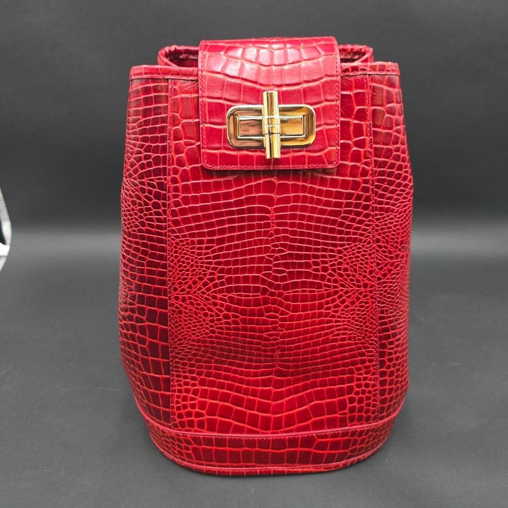 Brahmin Maddie Glissandro Red Croc Embossed Soft Leather Sling Bag